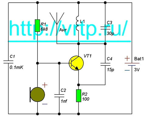 Схема на 1 транзисторе